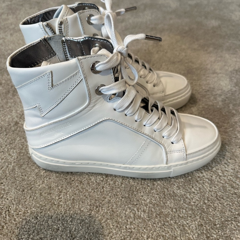 Zadig & Voltaire Women's White Flash High Top Sneaker‎ Shoe Size EU 36